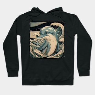 Dismal Dolphin Japanese Art Print Hoodie